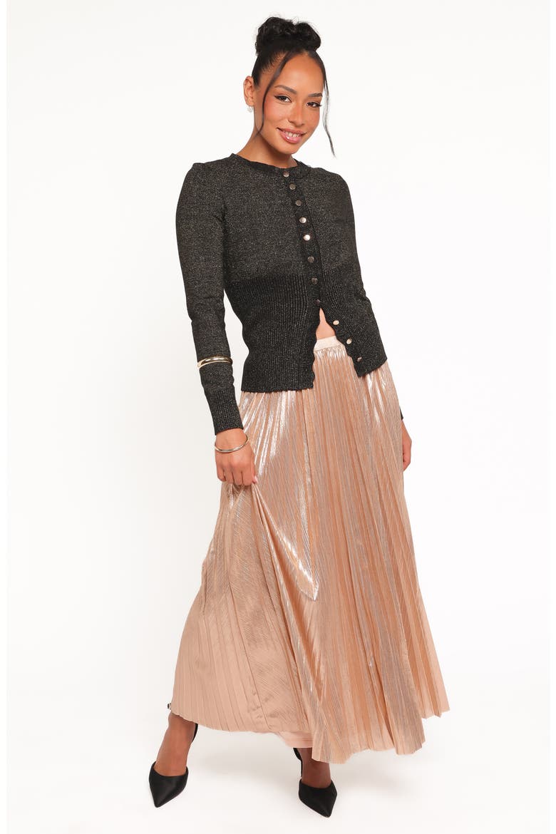 Bethy Pleated Maxi Skirt, Alternate, color, GOLD
