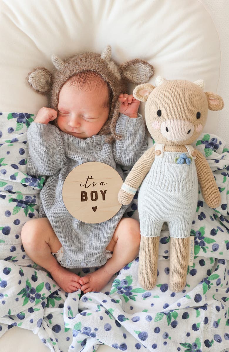 cuddle+kind Little Asher the Cow Stuffed Animal, Alternate, color, Blue