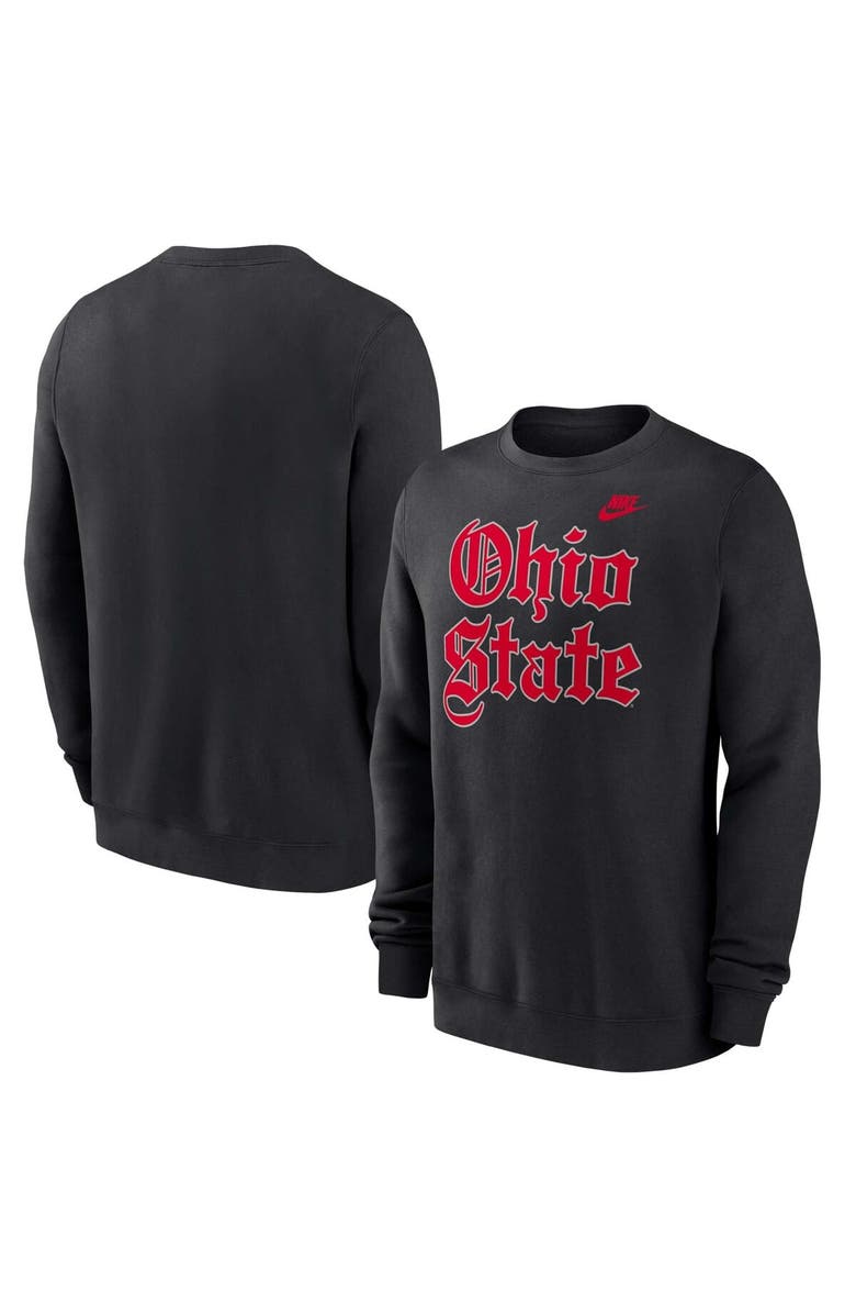 Nike Men's Nike Black Ohio State Buckeyes Old English Fleece Sweatshirt, Main, color, Black