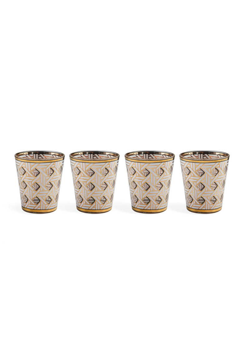 Basketweave Glassware Set, Main, color, White / Gold