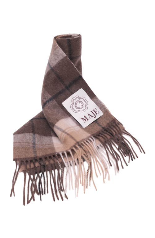 Maje Womens Big Brown Check Checked Wool And Cashmere Scarf In Brown