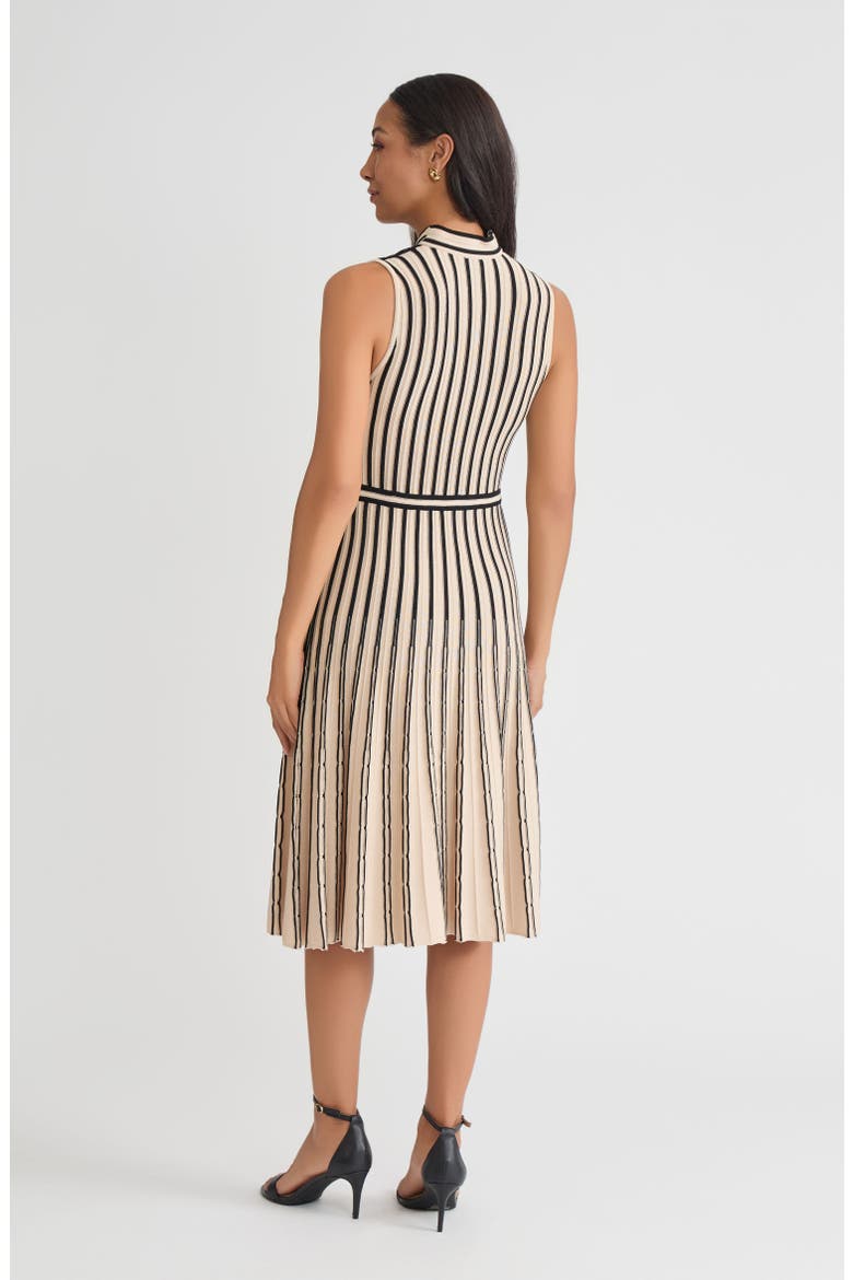 Fit & Flare Sleeveless Striped Soft Ribbed Knit Dress, Alternate, color, Biscotti/Black
