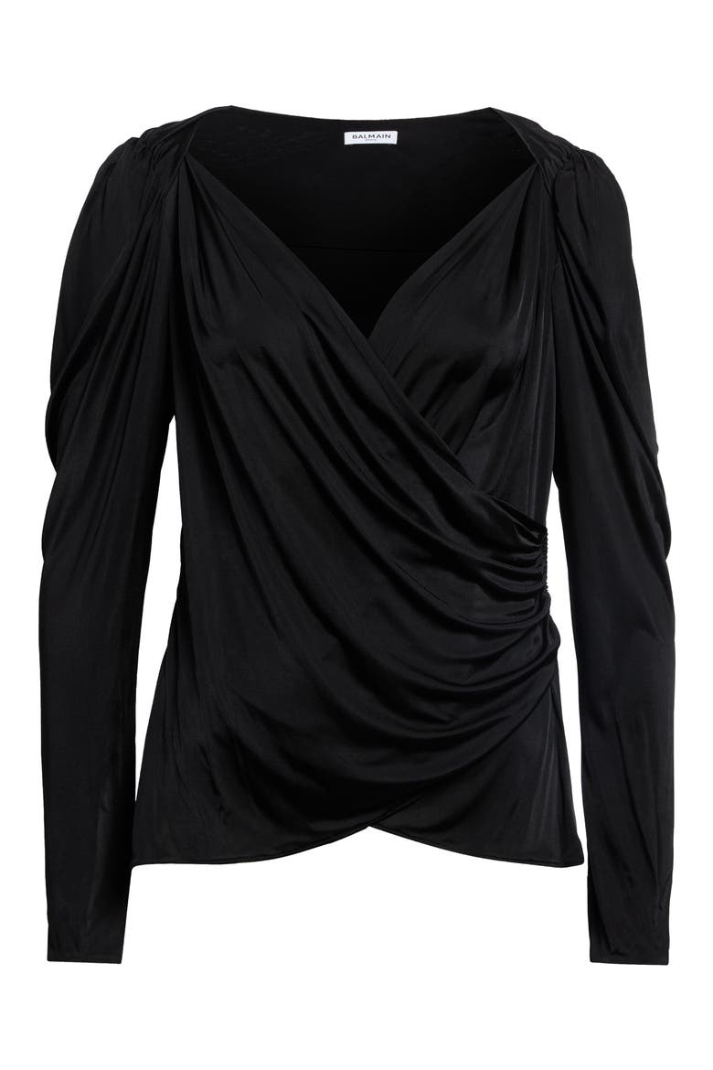 Draped Jersey Top, Main, color, 0PA BLACK