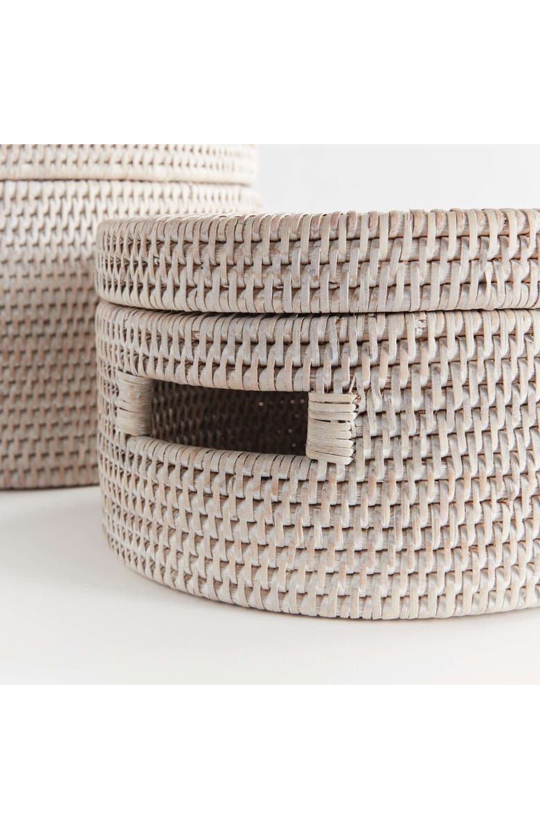Napa Home & Garden Burma Rattan Round Lidded Boxes Set Of 2, Alternate, color, White
