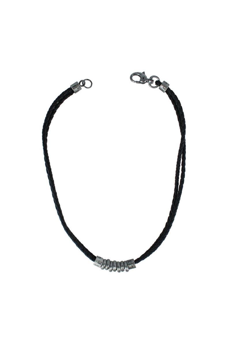 Trafalgar DaVinci Vegan Leather Metal Bead and Ring Necklace, Alternate, color, Black