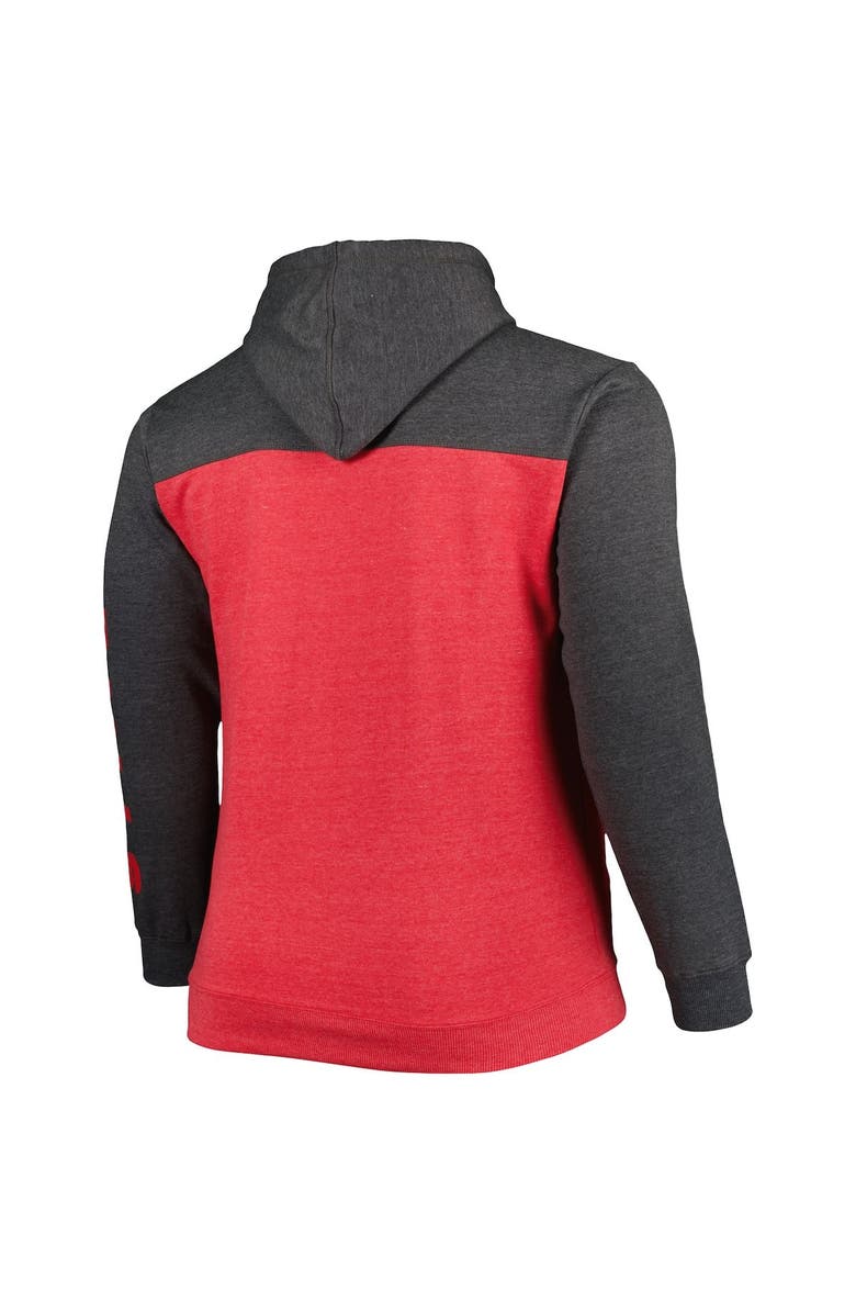 FANATICS Men's Fanatics Branded Heathered Red/Heathered Black Chicago Bulls Big & Tall Down and Distance Full-Zip Hoodie, Alternate, color, Heather Red