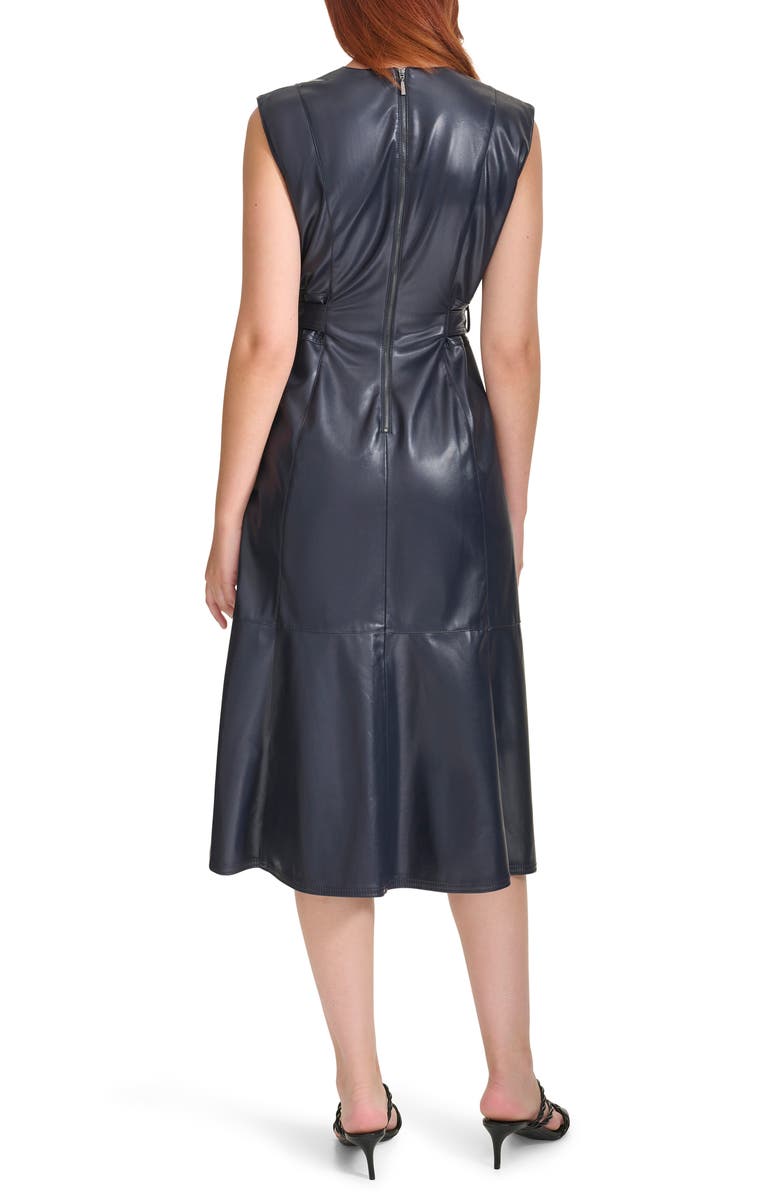 Calvin Klein Faux Leather Sleeveless Belted Midi Dress, Alternate, color,