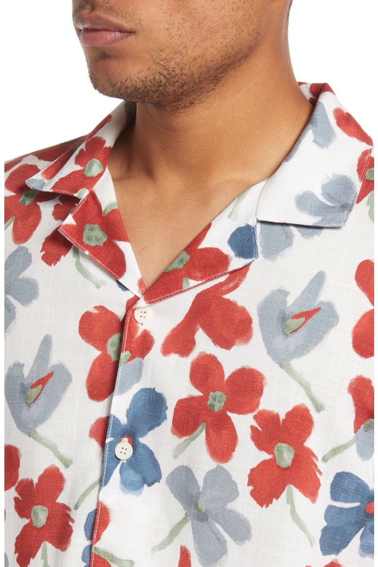 Men's Didcot Floral Print Short Sleeve Button-Up Shirt, Alternate, color, WHITE/ RED / BLUE