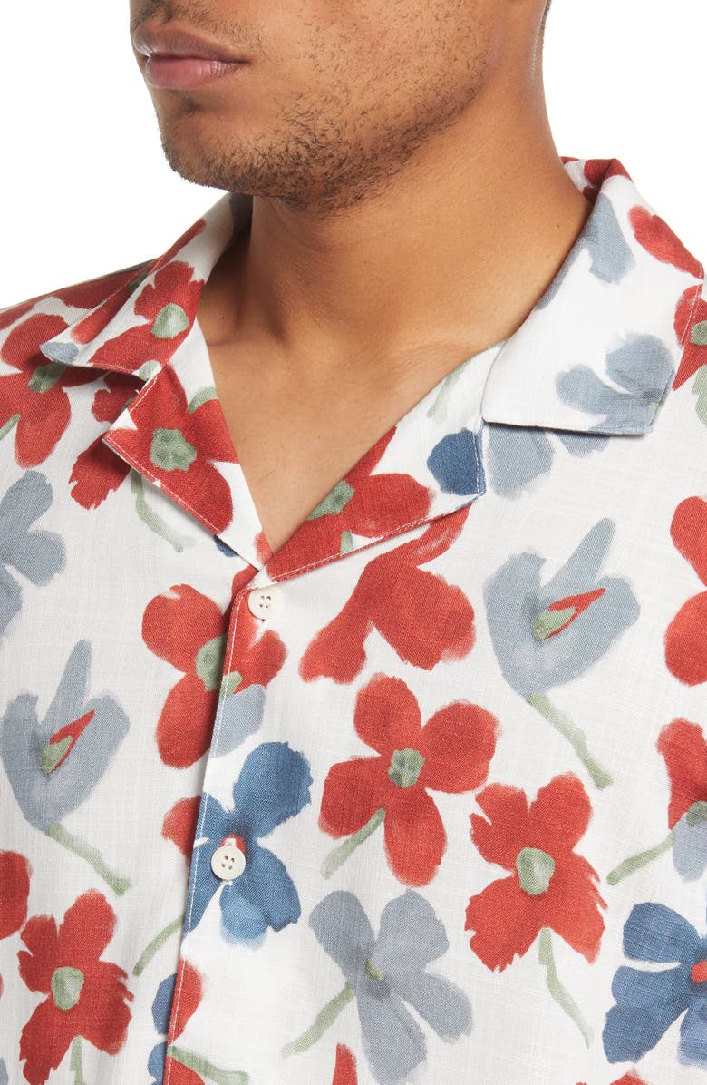 Wax London Men's Didcot Floral Print Short Sleeve Button-Up Shirt, Alternate, color, 
