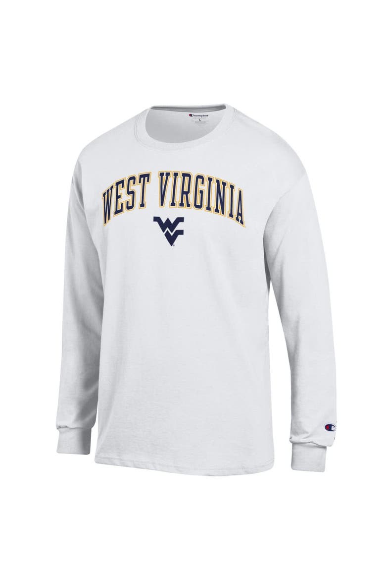 Men's Champion  White West Virginia Mountaineers Arch Over Logo Long Sleeve T-Shirt, Alternate, color, White