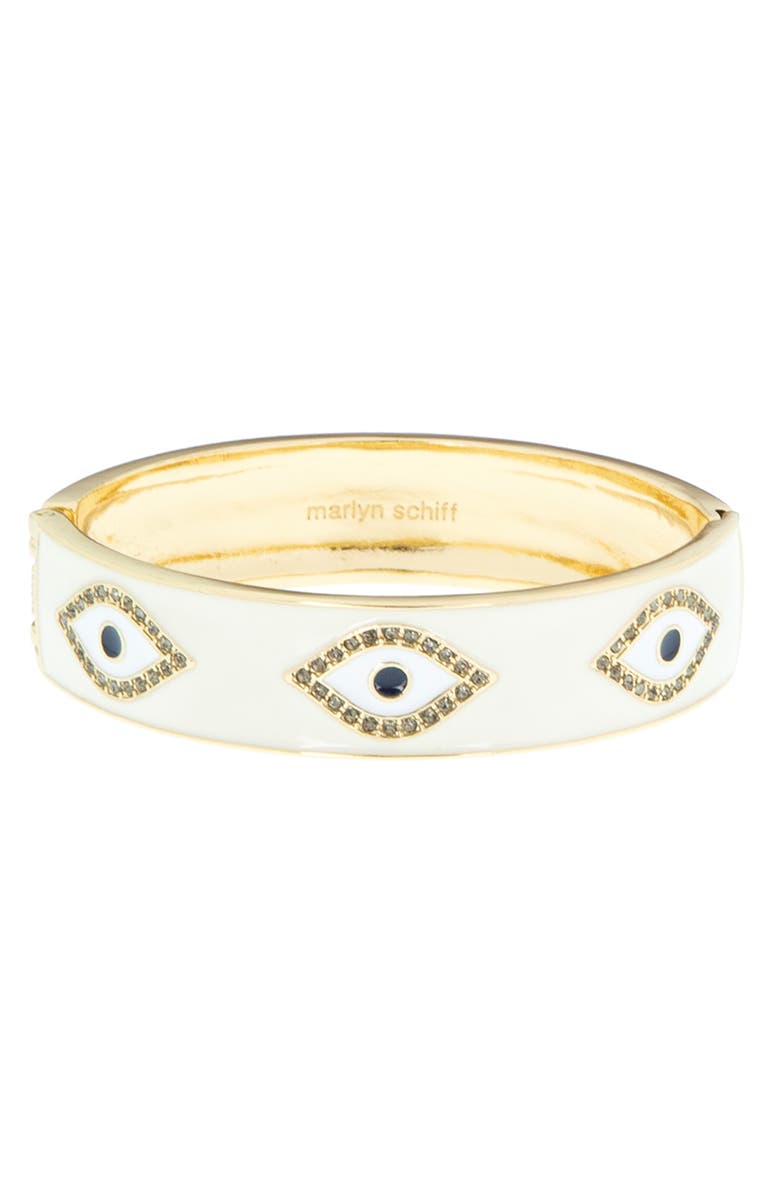 MARLYN SCHIFF Evil Eye Enamel Hinge Bracelet, Main, color, Gold Ivory