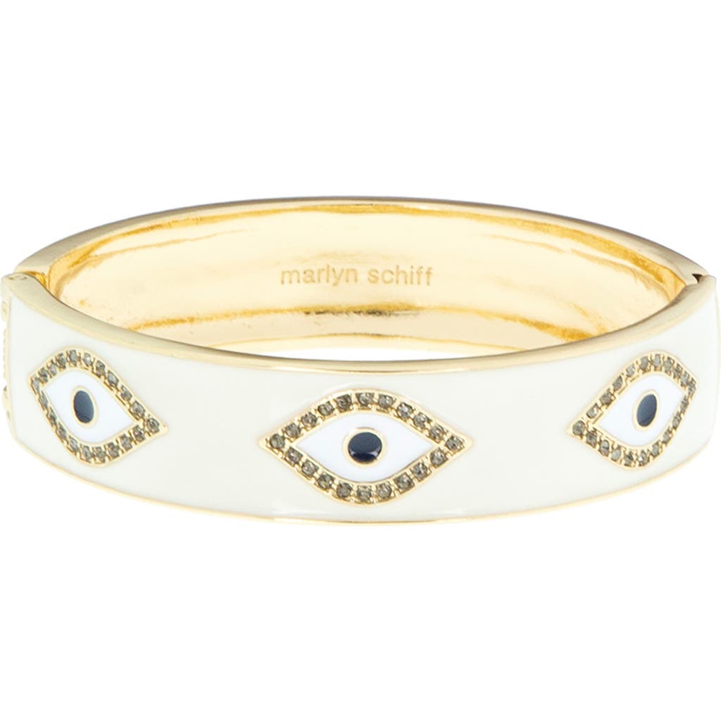 Marlyn Schiff Evil Eye Enamel Hinge Bracelet In White