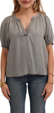 CYRUS Split Neck Tencel Lyocell Top