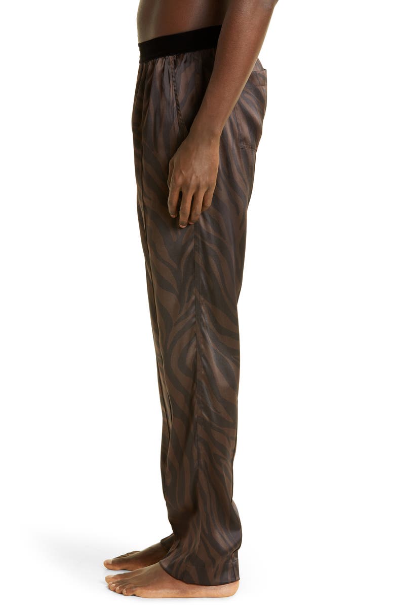 TOM FORD Zebra Print Stretch Silk Pajama Bottoms, Alternate, color,