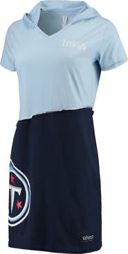 REFRIED APPAREL Women's Refried Apparel Light Blue/Navy Tennessee Titans Sustainable Hooded Mini Dress
