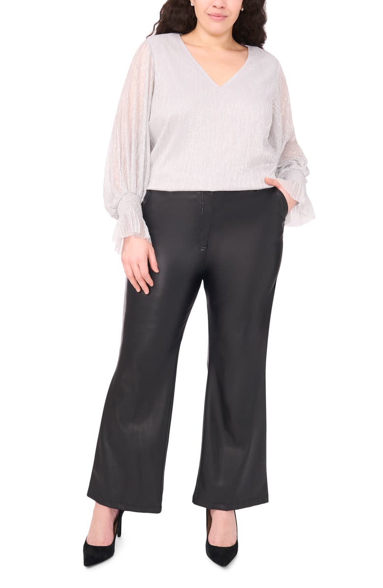 Vince Camuto Metallic V-Neck Top, Alternate, color, Silver