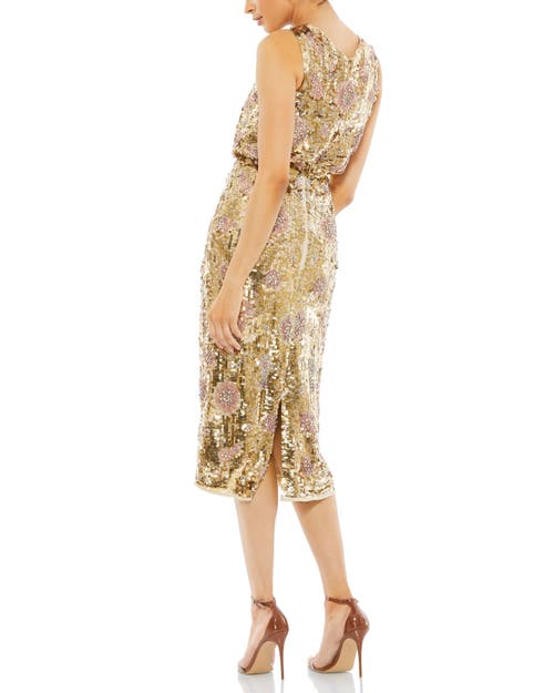 Mac Duggal Hand Beaded High Neck Midi Dress