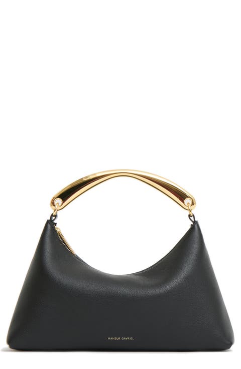 Rhea Metal Handle Leather Bag