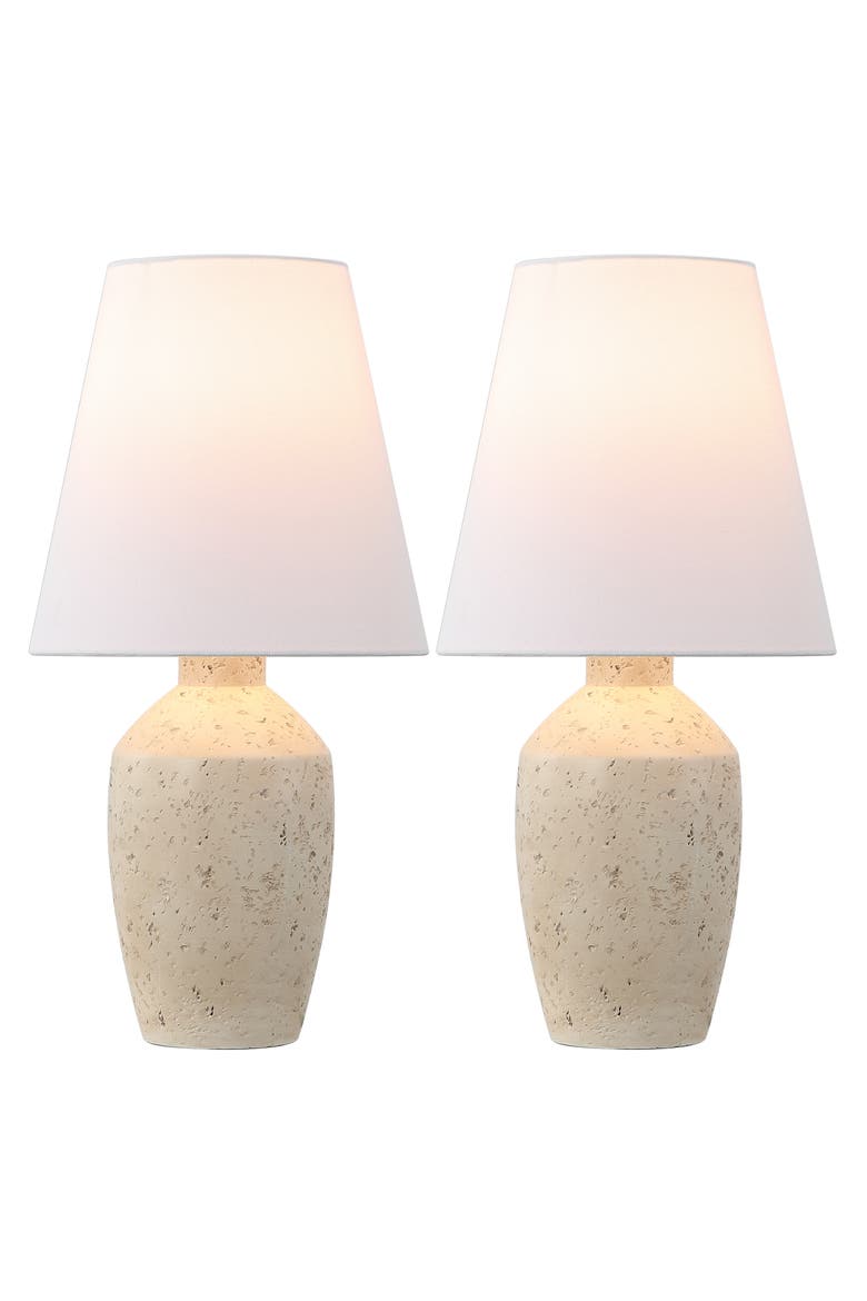 Xander 19.5" Minimalist Scandinavian Concrete Effect Resin/Iron Ginger Jar LED Table Lamp, Alternate, color, Matte Cream