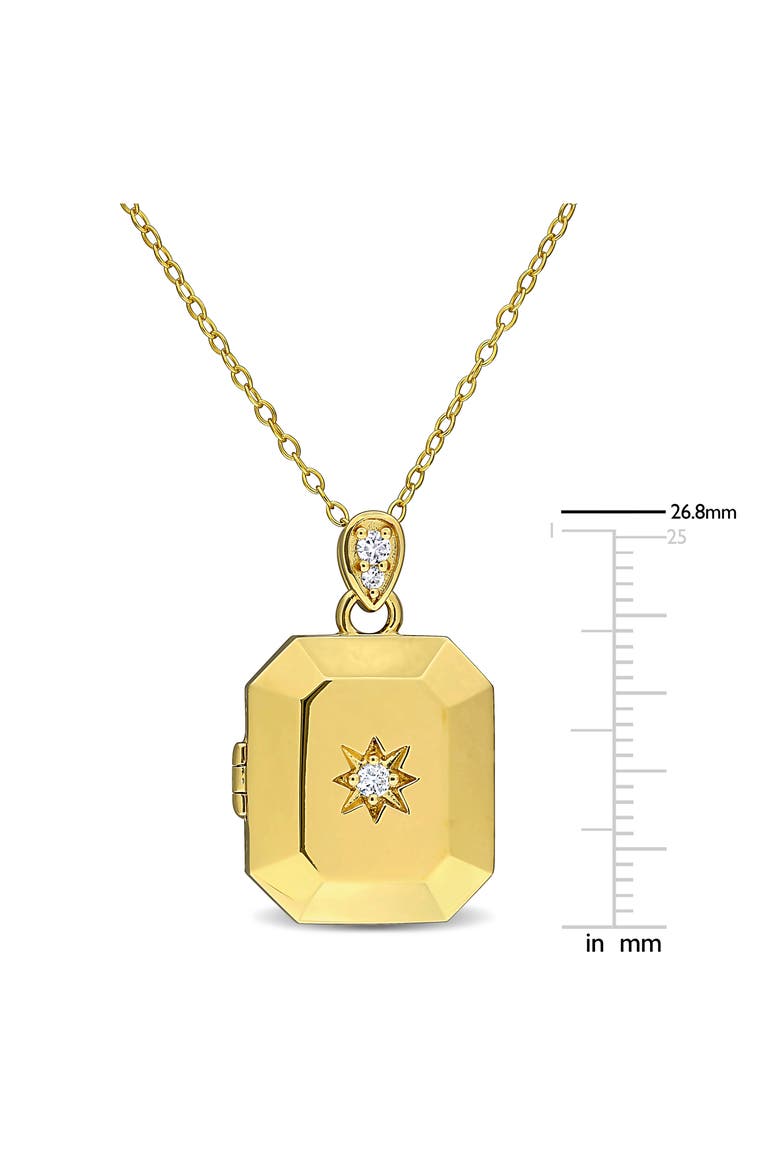 Lab Created White Sapphire Locket Pendant Necklace, Alternate, color, GOLD