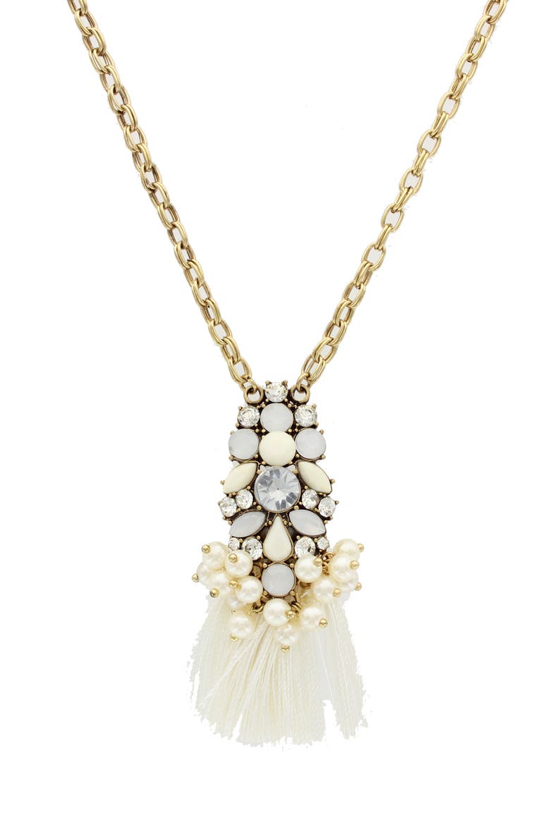Vianna Tassel Necklace, Main, color, GOLD / CREAM