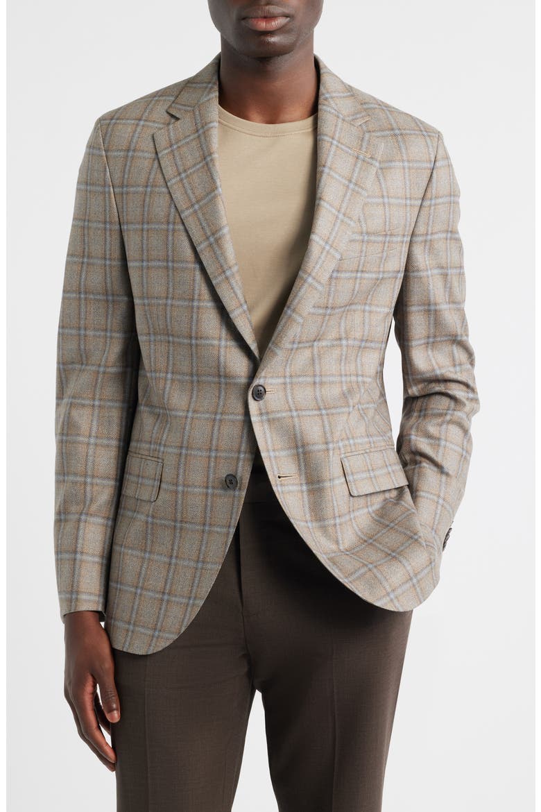 Hartford Classic Fit Windowpane Check Wool & Cashmere Blend Sport Coat, Main, color, TAN