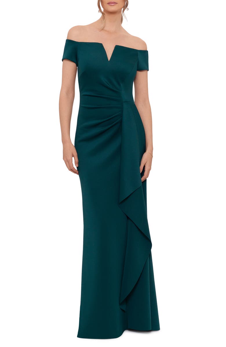 Xscape Evenings Off The Shoulder Scuba Crepe Gown Nordstrom 9838