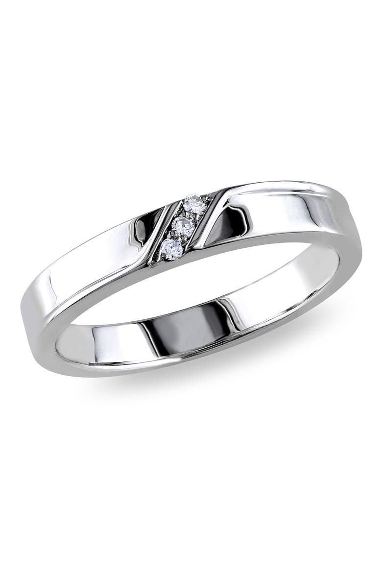 Men's Sterling Silver Diamond 3-Stone Ring - 0.05 ctw., Main, color, WHITE