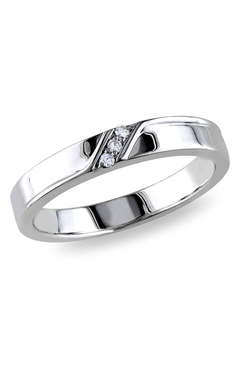 DELMAR Men's Sterling Silver Diamond 3-Stone Ring - 0.05 ctw., Main, color, White