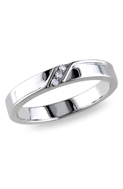 Men's Sterling Silver Diamond 3-Stone Ring - 0.05 ctw.