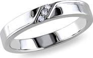 DELMAR Men's Sterling Silver Diamond 3-Stone Ring - 0.05 ctw.