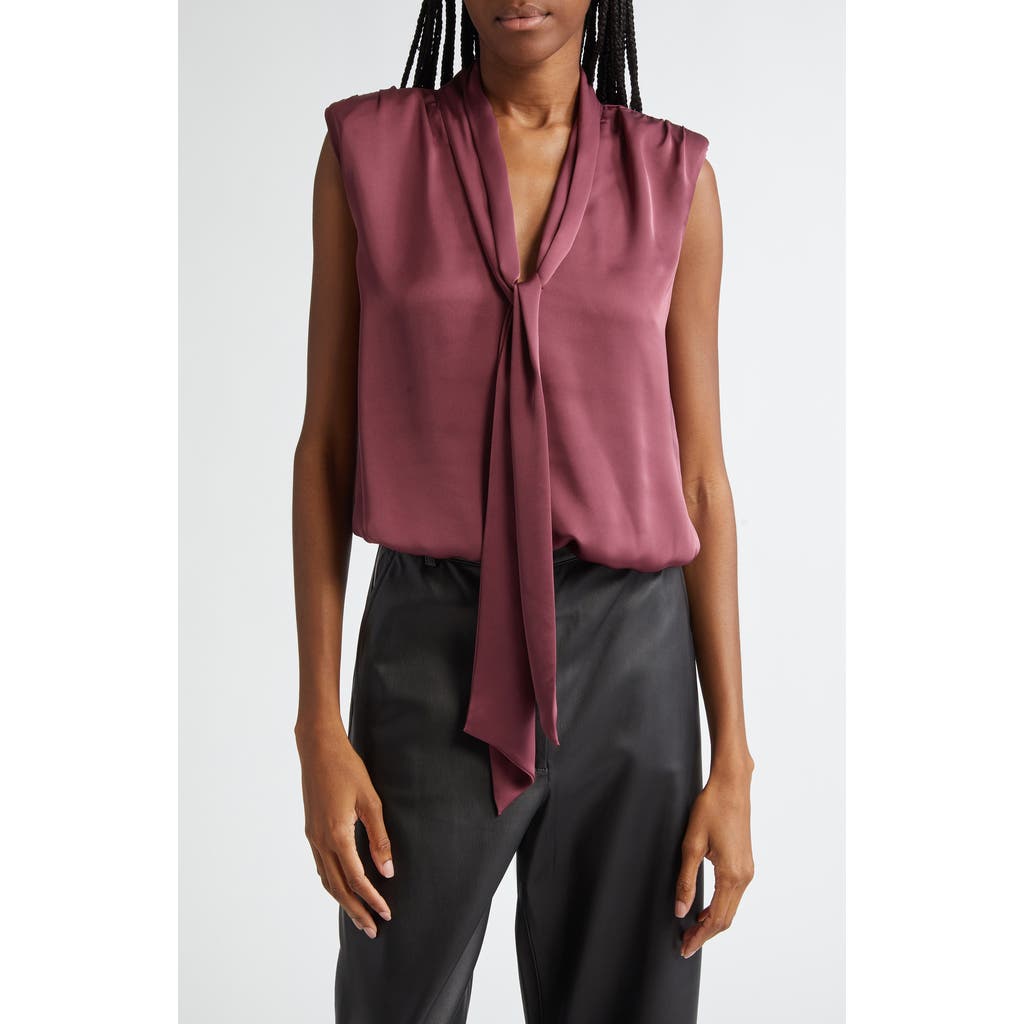 RAMY BROOK RAMY BROOK WINNET TIE NECK SATIN SLEEVELESS TOP