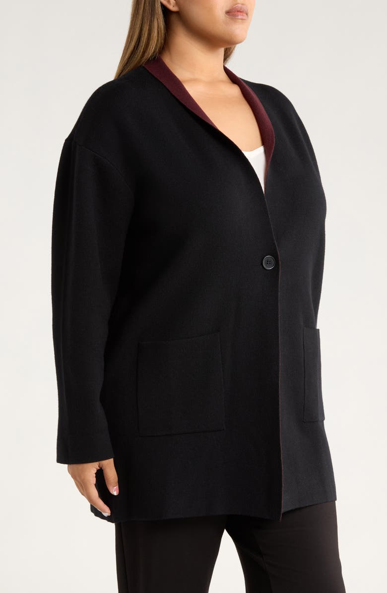 Lysse Nicolette Double Knit Cardigan, Alternate, color, Black/ Dark Plum