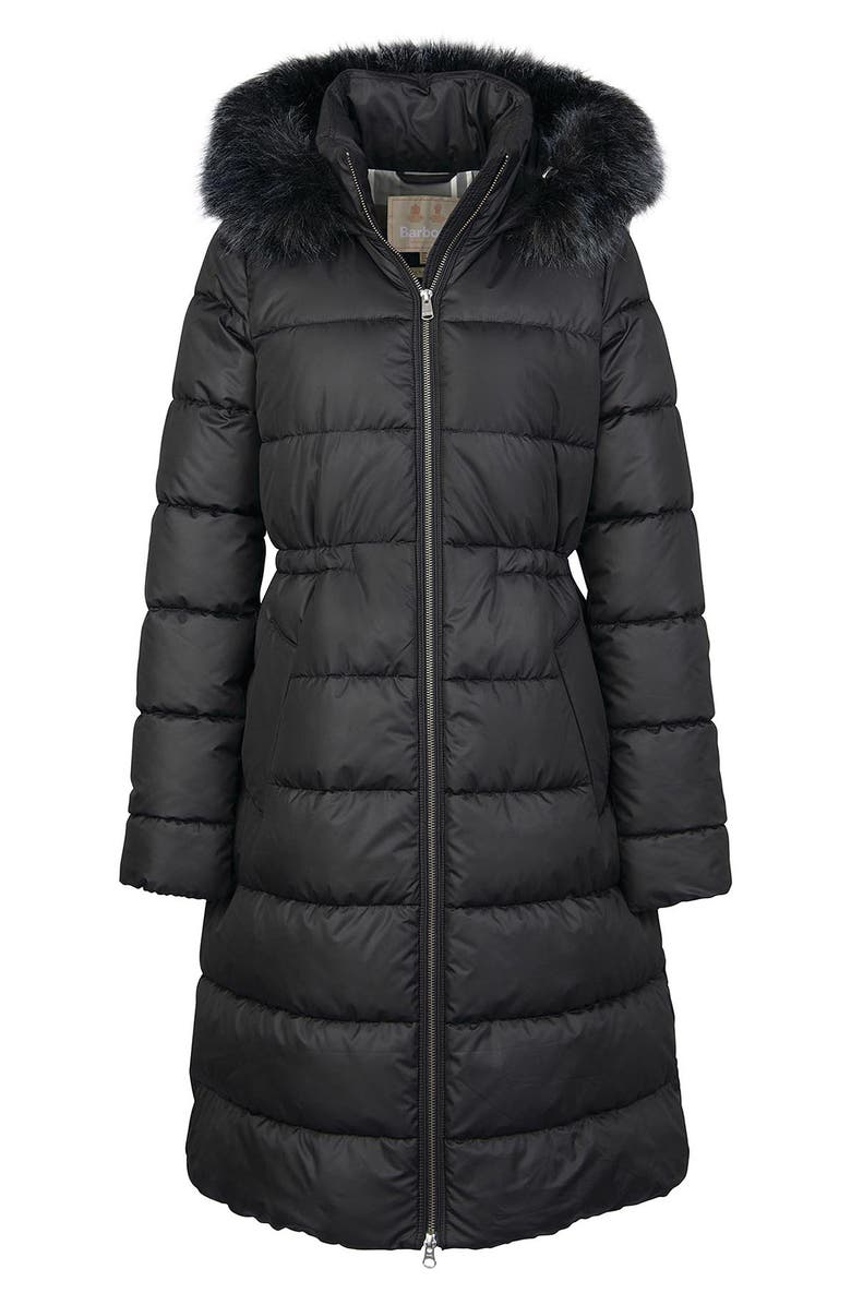 Barbour Francesca Quilted Hooded Puffer Coat with Faux Fur Trim, Alternate, color,
