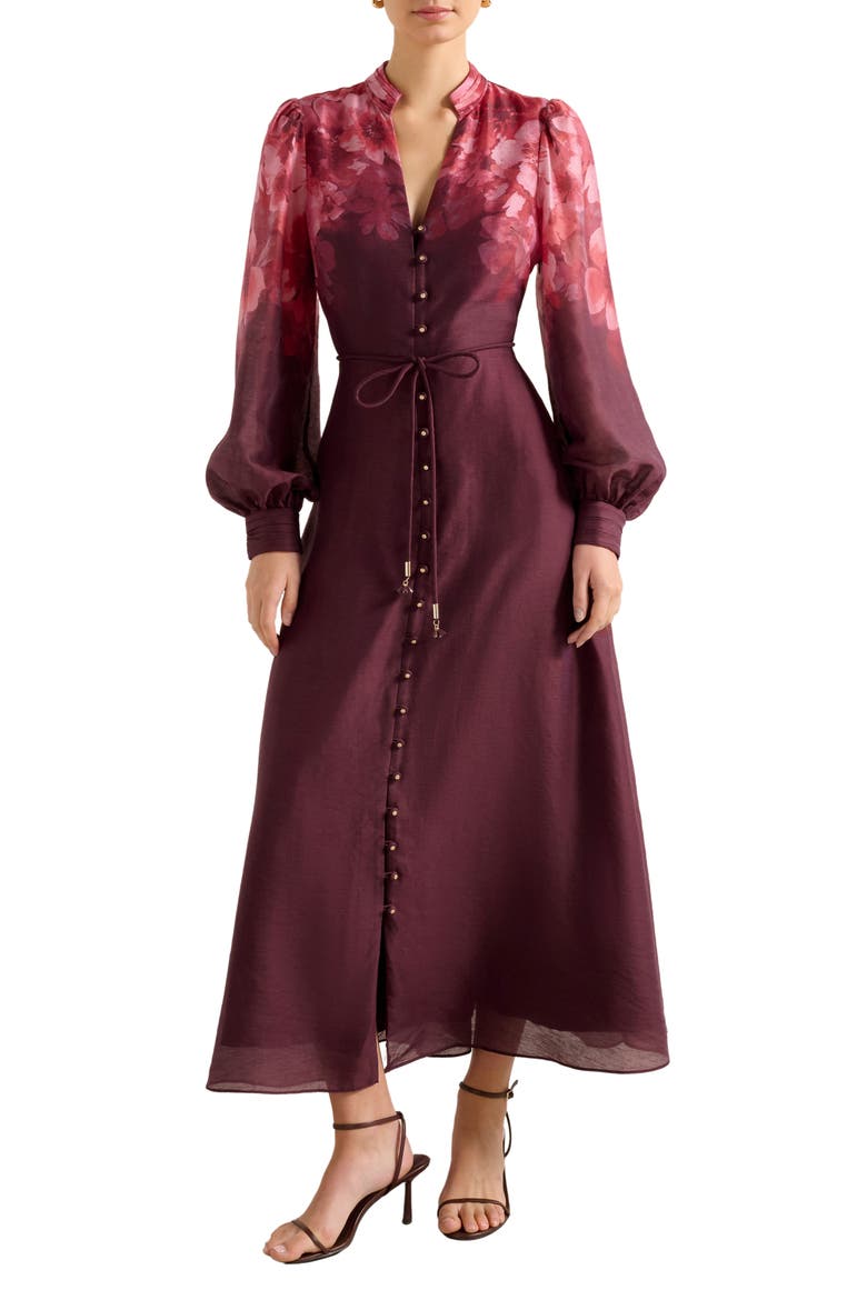 Camilla Long Sleeve Maxi Dress, Main, color, PLACEMENT PRINT