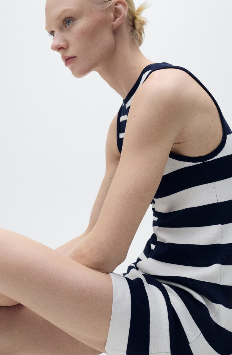 MANGO Mixed Stripe Sweater Dress, Alternate, color, Dark Navy