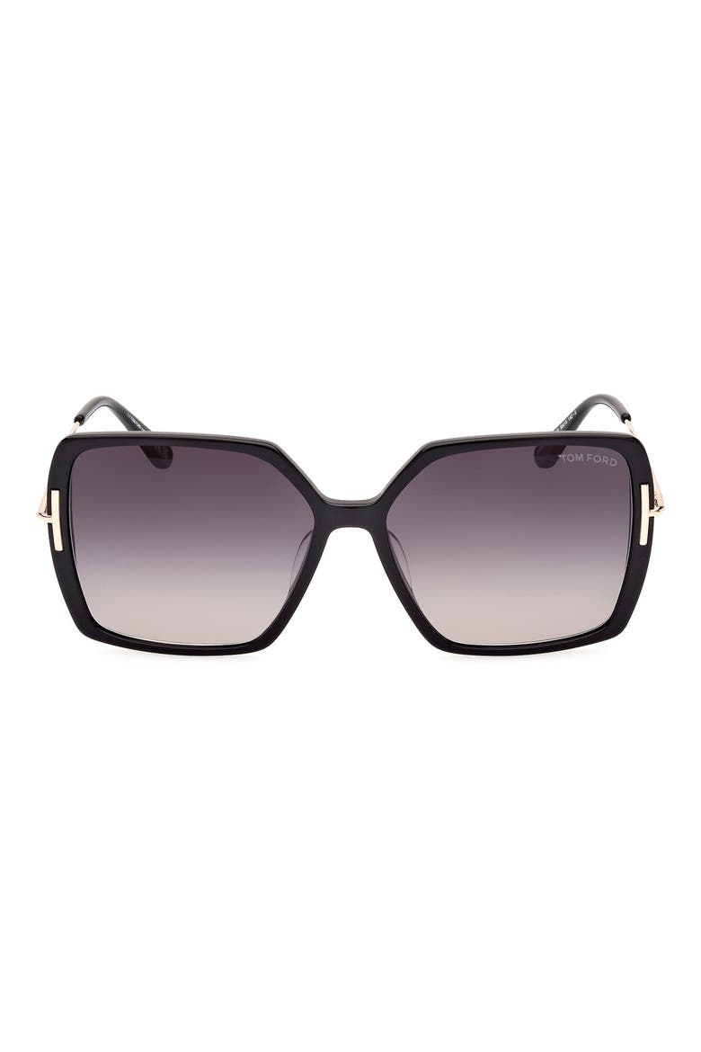 Joanna 59mm Gradient Butterfly Sunglasses, Main, color, SHINY BLACK ROSE GOLD / SMOKE