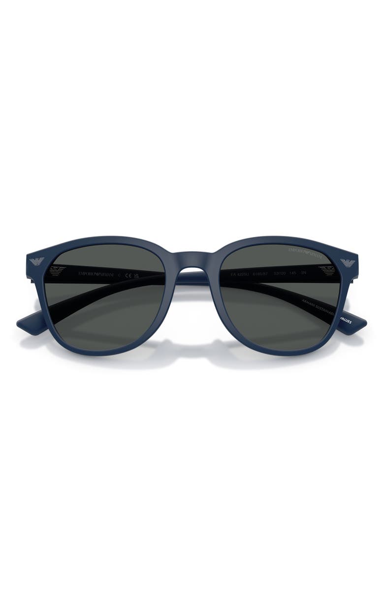 Emporio Armani 53mm Phantos Round Sunglasses, Alternate, color, Matte Navy Blue / Dark Grey