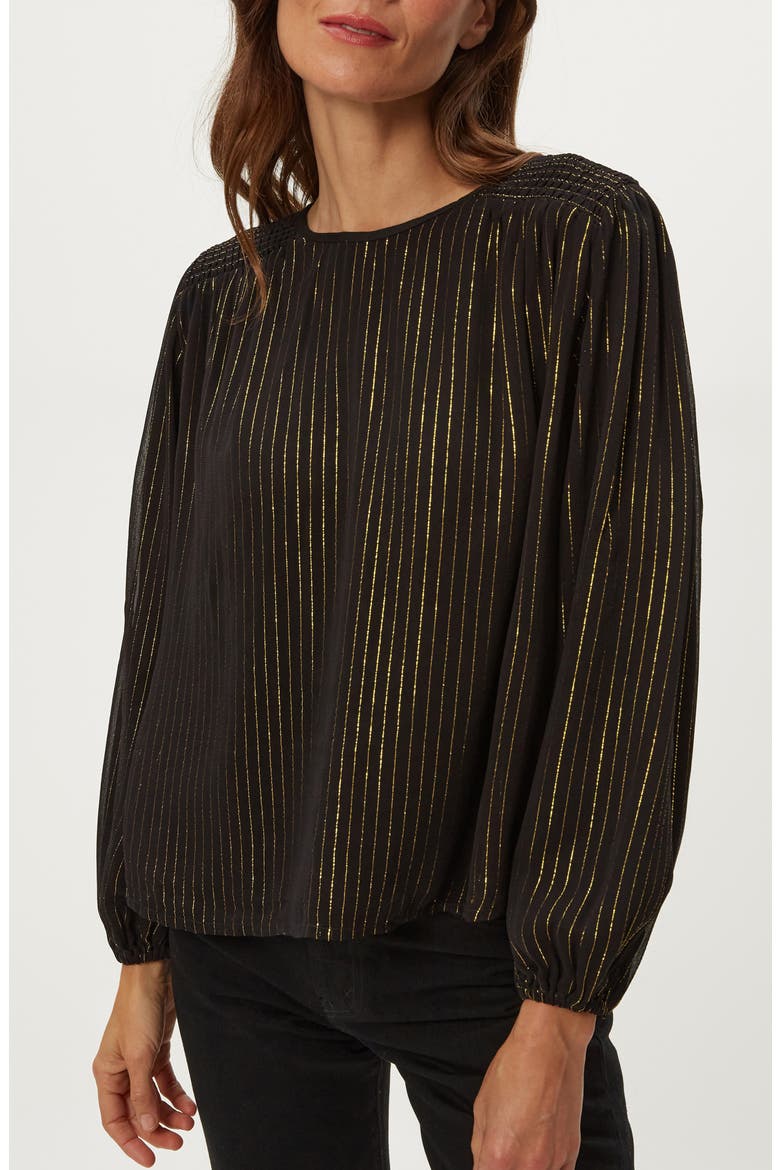 Dolly Metallic Stripe Top, Main, color, BLACK COMBO