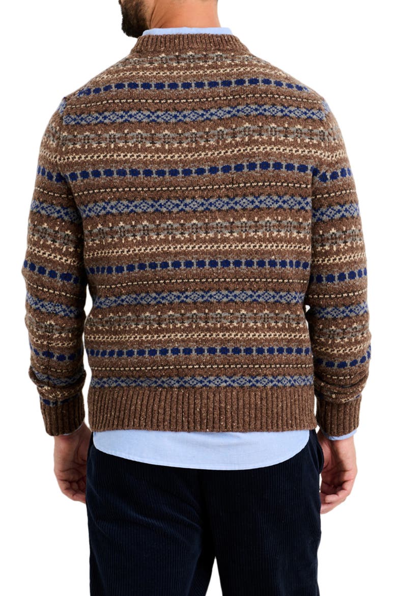 Fair Isle Donegal Crewneck Sweater, Alternate, color, BROWN MULTI