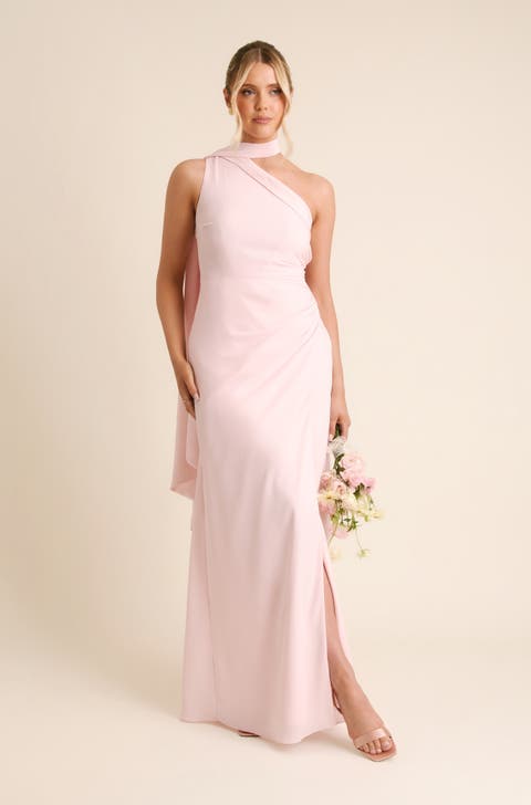 One Shoulder Chiffon Bridesmaid Dress