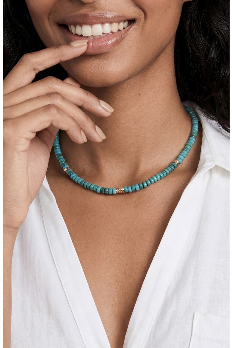 Synthetic Turquoise Beaded Disc Necklace, Alternate, color, TURQUOISE