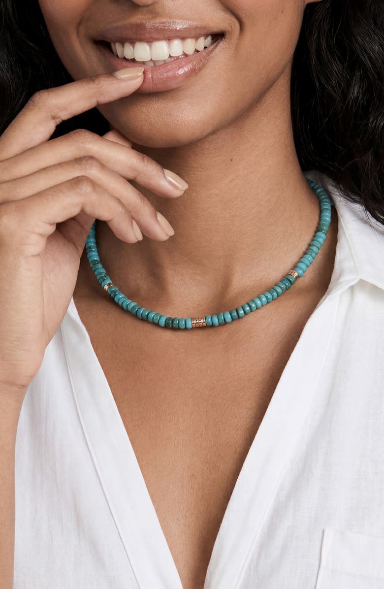 Ettika Synthetic Turquoise Beaded Disc Necklace, Alternate, color, Turquoise