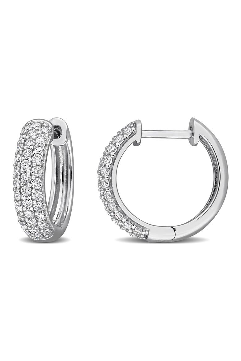 Moissanite Hoop Earrings, Main, color, WHITE