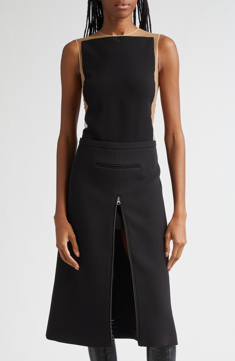 Courrèges Frame Illusion Bodysuit, Main, color, Sand / Black