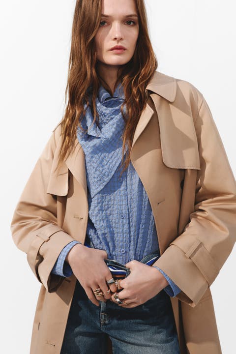 Seersucker shirt with scarf