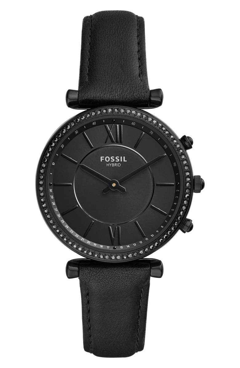 Fossil Q Carlie Hybrid Leather Strap Smart Watch, 36mm, Main, color,