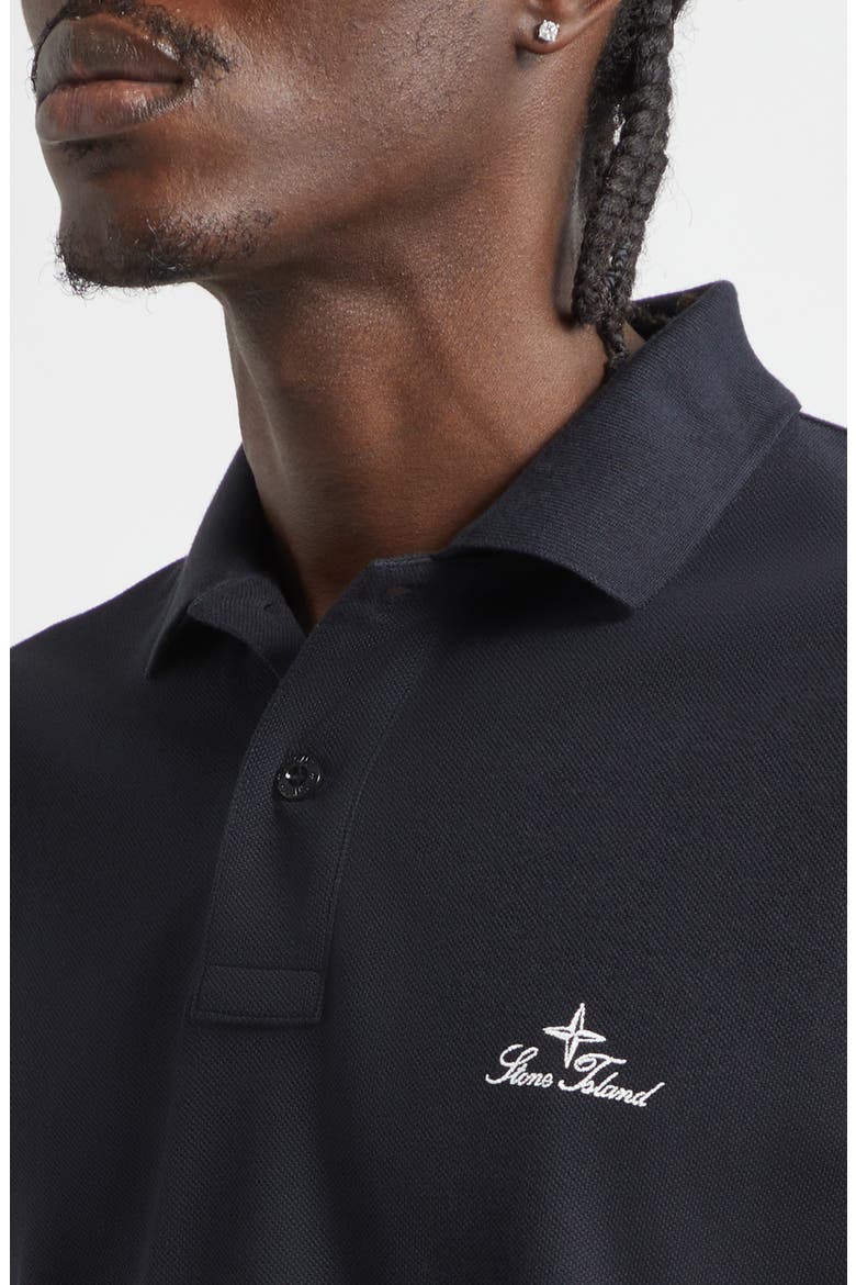 Institutional One Embroidered Cotton Piqué Polo, Alternate, color, NAVY BLUE