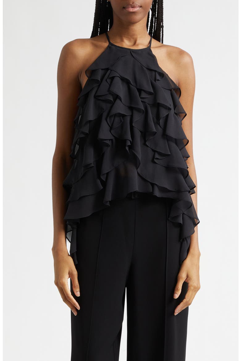 Iska Ruffle Sleeveless Top, Main, color, BLACK