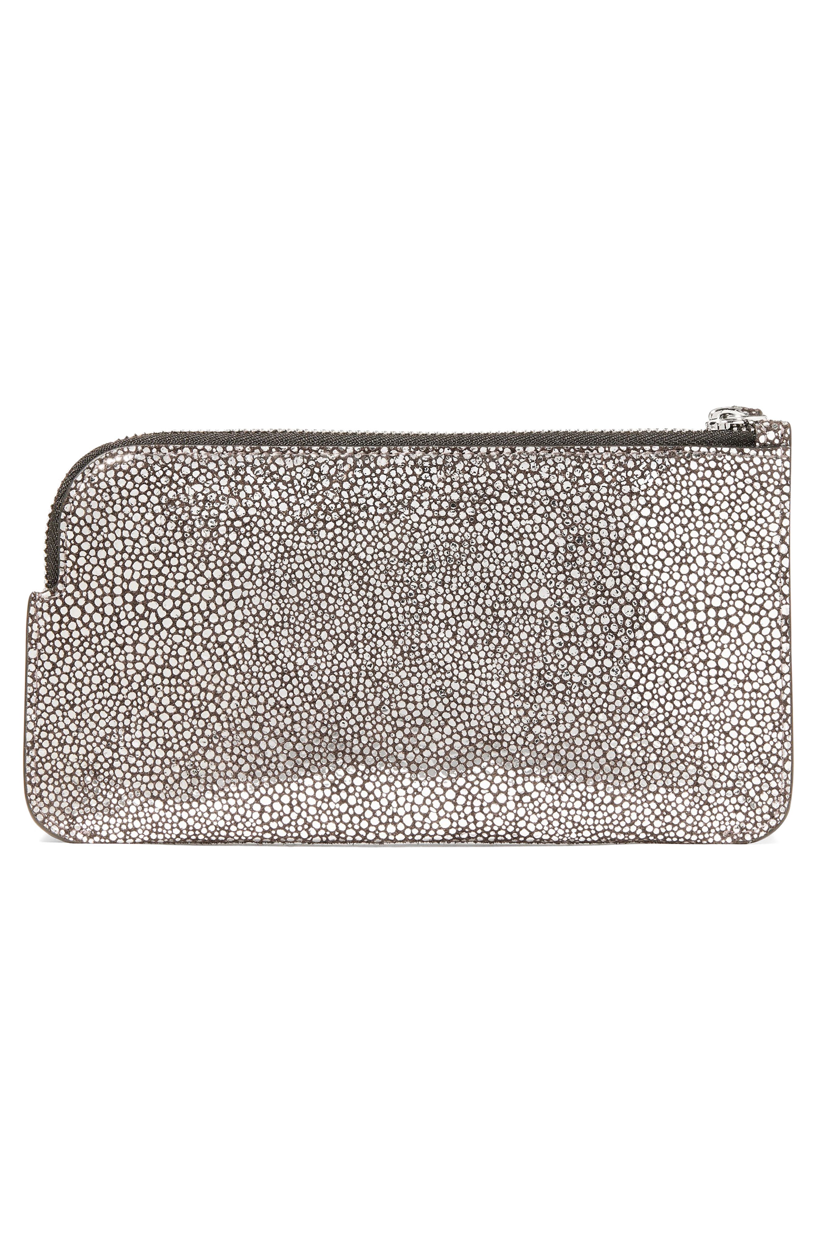 Zippy Metallic Dot Leather Wristlet, Alternate, color, HOT FUDGE METALLIC